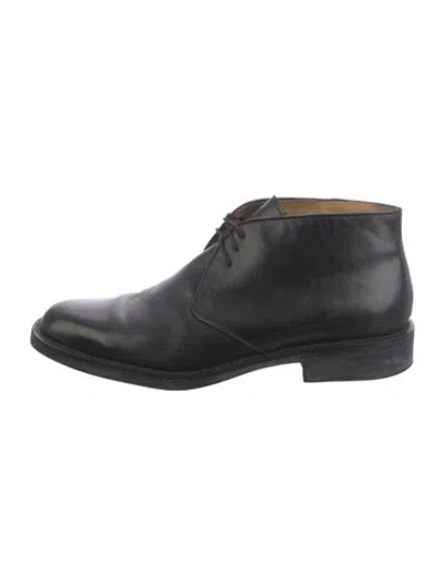 Pre-owned Bruno Magli Leather Lace-up Boots In Black