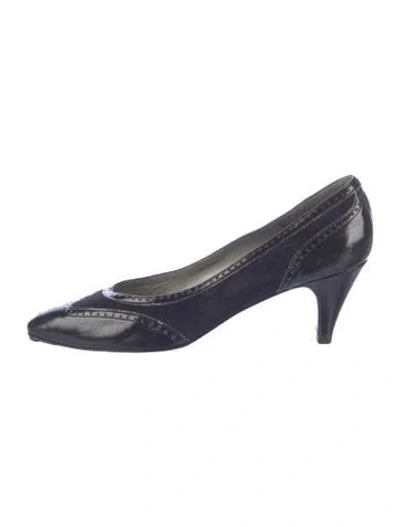 Pre-owned Bruno Magli Leather Lasercut Accents Pumps In Blue