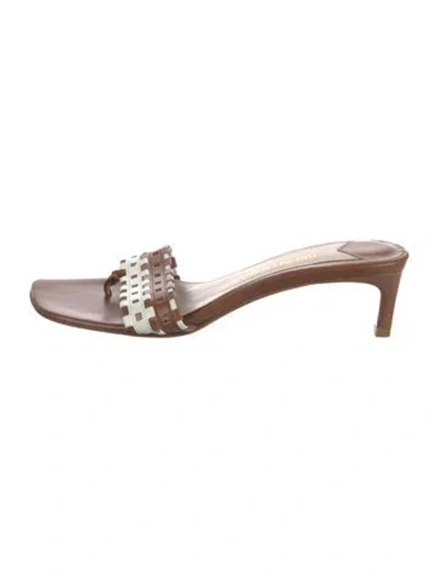 Pre-owned Bruno Magli Leather Lasercut Accents Sandals In Brown