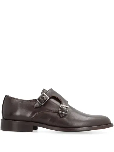 Bruno Magli Leather Monk Shoes In Brown