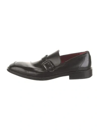 Pre-owned Bruno Magli Leather Monk Straps In Black