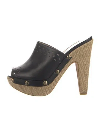 Pre-owned Bruno Magli Leather Mules In Blue