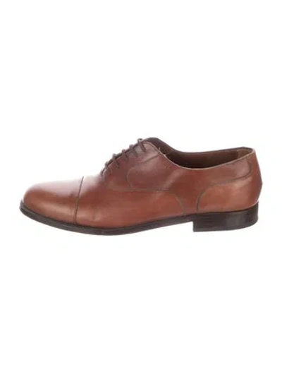 Pre-owned Bruno Magli Leather Oxfords In Brown
