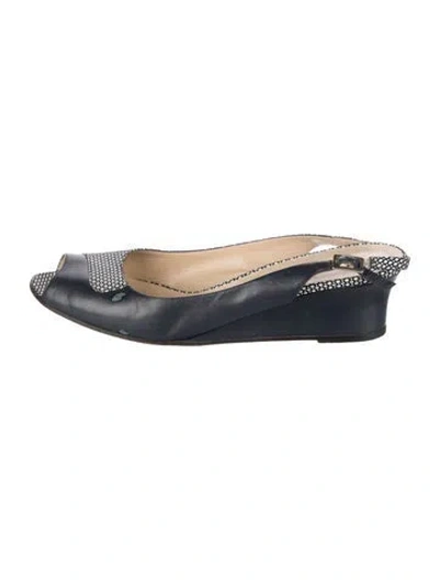 Pre-owned Bruno Magli Leather Polka Dot Print Pumps In Blue