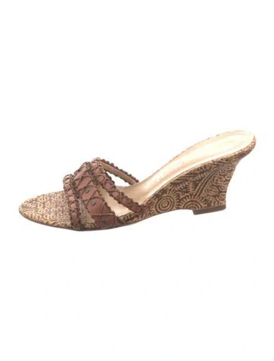 Pre-owned Bruno Magli Leather Printed Sandals In Brown