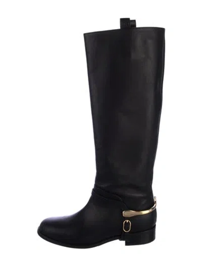 Pre-owned Bruno Magli Leather Riding Boots In Black