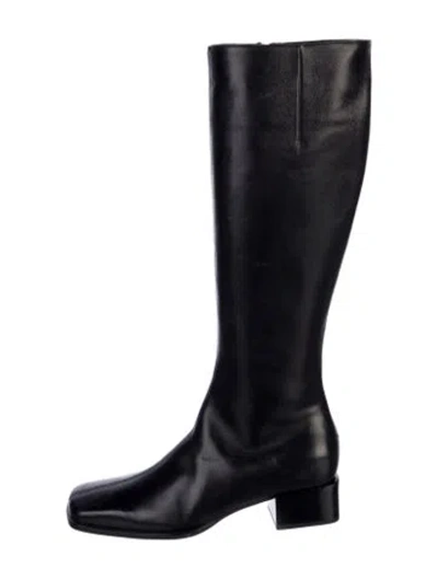 Pre-owned Bruno Magli Leather Riding Boots In Black