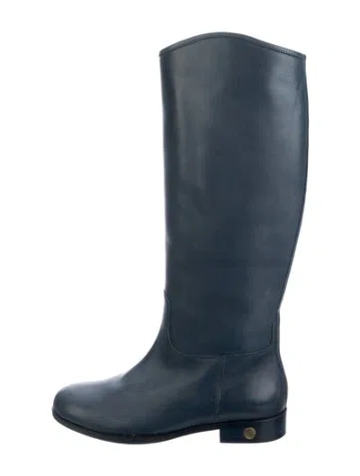 Pre-owned Bruno Magli Leather Riding Boots In Blue
