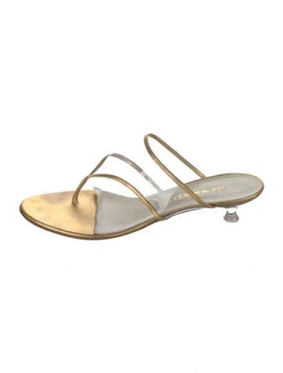 Pre-owned Bruno Magli Leather Sandals In Clear/gold