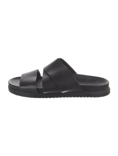 Pre-owned Bruno Magli Leather Slides In Black