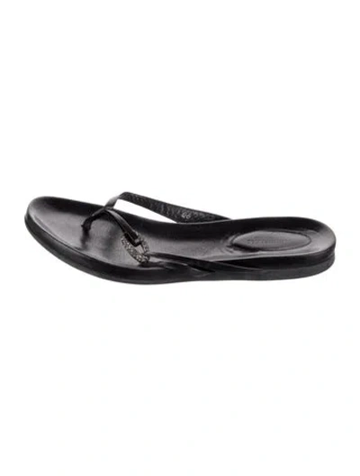 Pre-owned Bruno Magli Leather Slides In Black