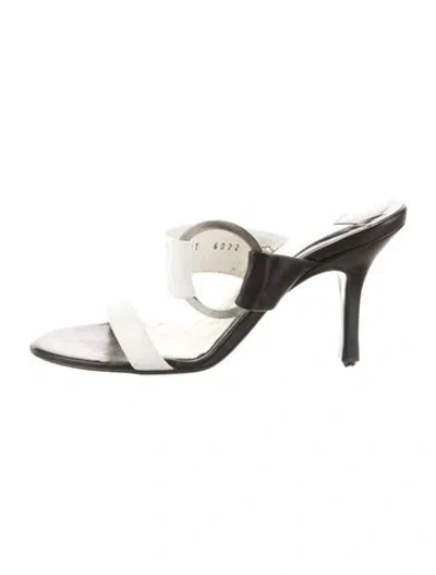 Pre-owned Bruno Magli Leather Slides In Black