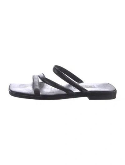 Pre-owned Bruno Magli Leather Slides In Black