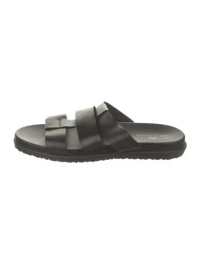 Pre-owned Bruno Magli Leather Slides In Black