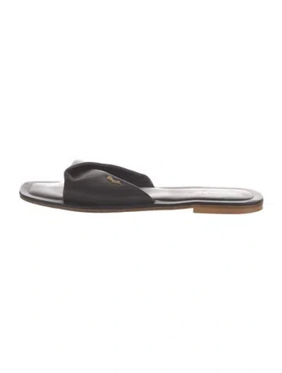 Pre-owned Bruno Magli Leather Slides In Black