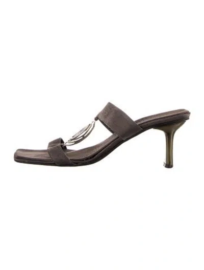 Pre-owned Bruno Magli Leather Slides In Black