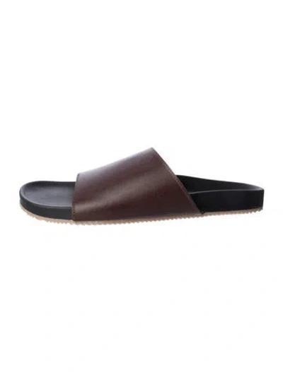 Pre-owned Bruno Magli Leather Slides In Brown