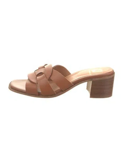 Pre-owned Bruno Magli Leather Slides In Brown