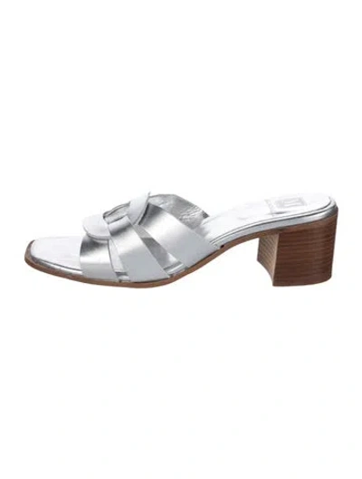 Pre-owned Bruno Magli Leather Slides In Silver