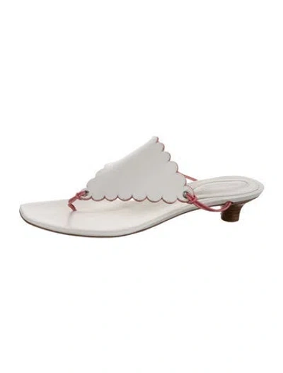 Pre-owned Bruno Magli Leather Slides In White