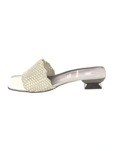 Pre-owned Bruno Magli Leather Slides In White