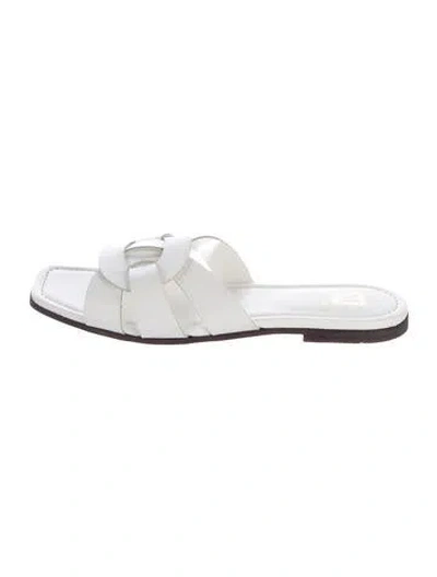 Pre-owned Bruno Magli Leather Slides In White