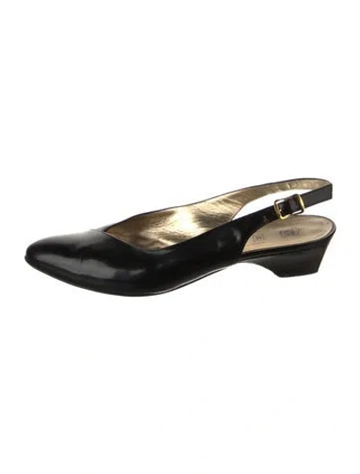 Pre-owned Bruno Magli Leather Slingback Flats In Black