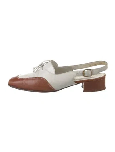 Pre-owned Bruno Magli Leather Slingback Flats In White