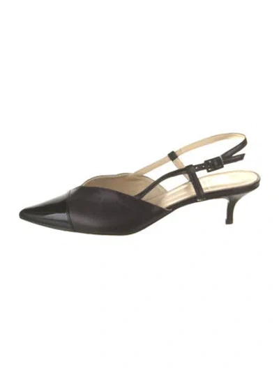 Pre-owned Bruno Magli Leather Slingback Pumps In Black