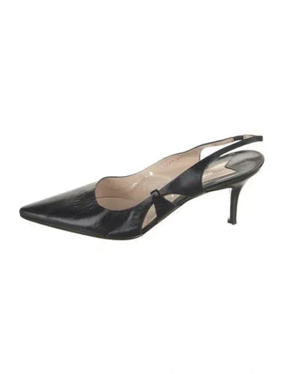 Pre-owned Bruno Magli Leather Slingback Pumps In Black