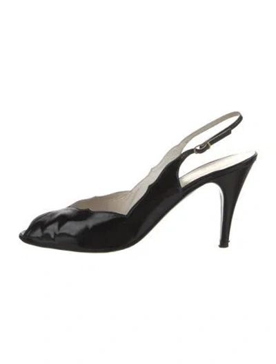 Pre-owned Bruno Magli Leather Slingback Pumps In Black