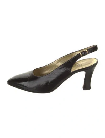 Pre-owned Bruno Magli Leather Slingback Pumps In Black