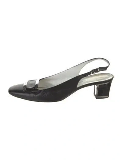 Pre-owned Bruno Magli Leather Slingback Pumps In Black