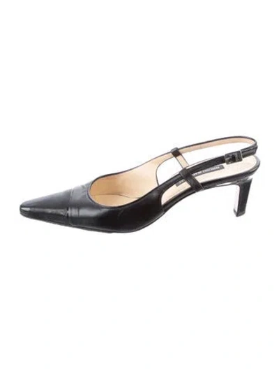 Pre-owned Bruno Magli Leather Slingback Pumps In Black