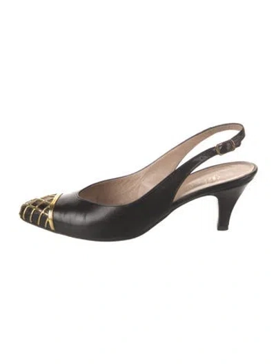 Pre-owned Bruno Magli Leather Slingback Pumps In Black
