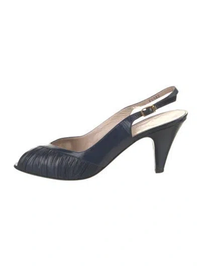 Pre-owned Bruno Magli Leather Slingback Pumps In Blue
