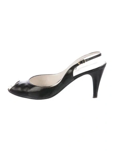 Pre-owned Bruno Magli Leather Slingback Pumps In Blue