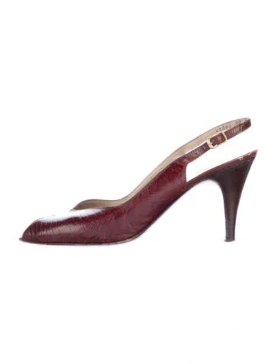 Pre-owned Bruno Magli Leather Slingback Pumps In Brown