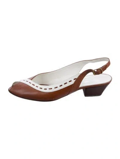 Pre-owned Bruno Magli Leather Slingback Pumps In Brown