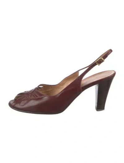 Pre-owned Bruno Magli Leather Slingback Pumps In Brown