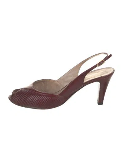 Pre-owned Bruno Magli Leather Slingback Pumps In Burgundy