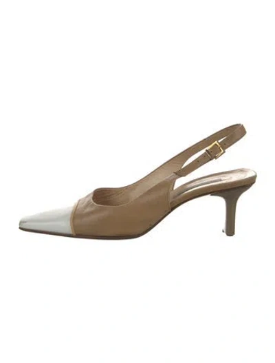 Pre-owned Bruno Magli Leather Slingback Pumps In Gold