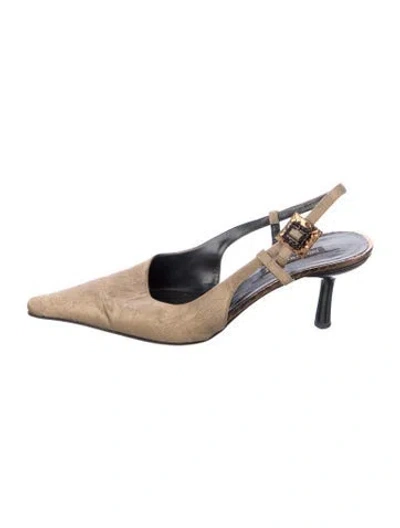 Pre-owned Bruno Magli Leather Slingback Pumps In Neutral