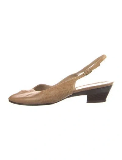 Pre-owned Bruno Magli Leather Slingback Pumps In Neutral