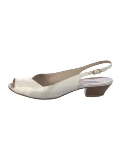 Pre-owned Bruno Magli Leather Slingback Pumps In Neutrals