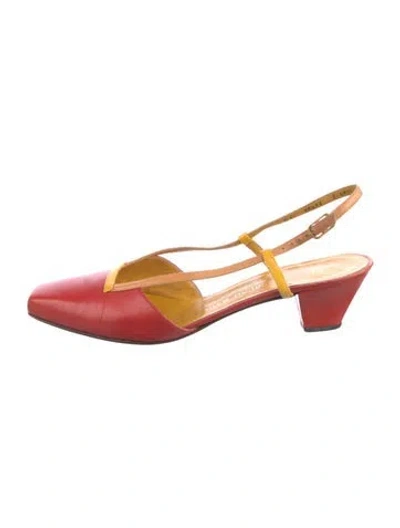 Pre-owned Bruno Magli Leather Slingback Pumps In Red
