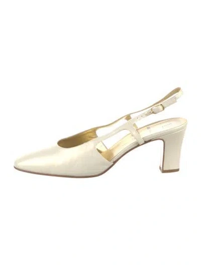 Pre-owned Bruno Magli Leather Slingback Pumps In White