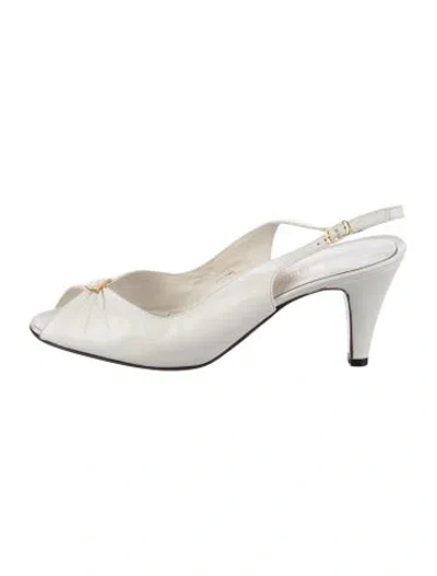Pre-owned Bruno Magli Leather Slingback Pumps In White