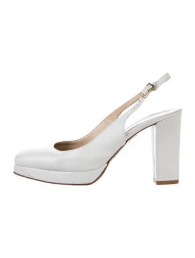 Pre-owned Bruno Magli Leather Slingback Pumps In White
