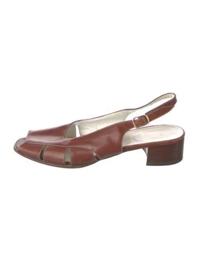 Pre-owned Bruno Magli Leather Slingback Sandals In Brown